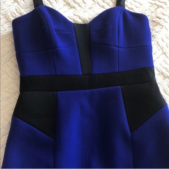 Milly Clarisse Combo Dress Wool Colorblock Cobalt - Picture 5 of 10